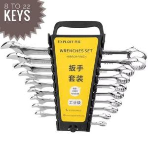 12 Pcs Wrench Set 8-22mm – Chrome Vanadium Steel Spanner Set Heavy Duty Tool Kit for Car Repair & Home Use