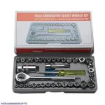40 Pcs Socket Wrench Set – Stainless Steel Ratchet Tool Kit 1/4 & 3/8 Drive for Car Repair & Home DIY